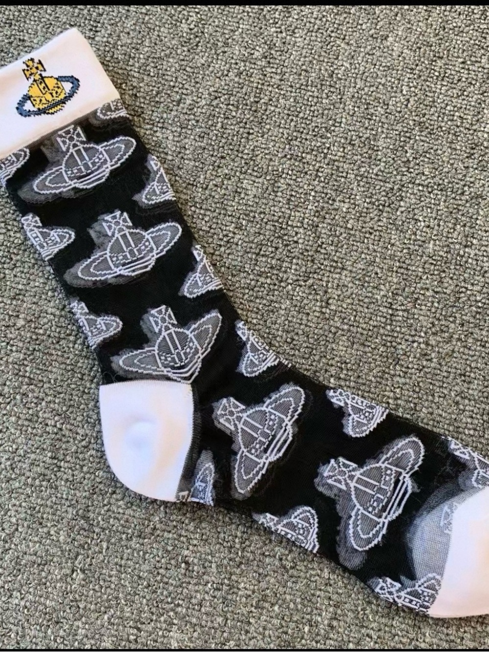 Vivienne Westwood Black and White Orb Logo Crew Socks